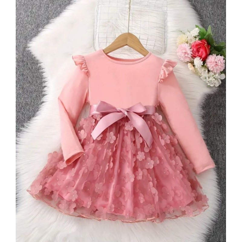 Vestido infantil jardim das flores meia estação com aplique de flores ...