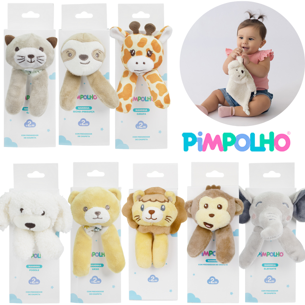 Naninha Paninho Cheirinho Soninho Dormir Acalma Bebe Pelucia Pimpolho Leão Urso Cachorro Girafa Macaco Menino Menina