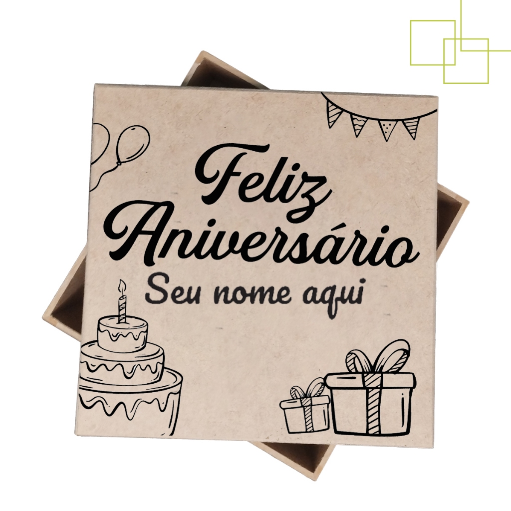 Caixa Feliz Aniversário Personalizada Nome Aniversariante Presente ...