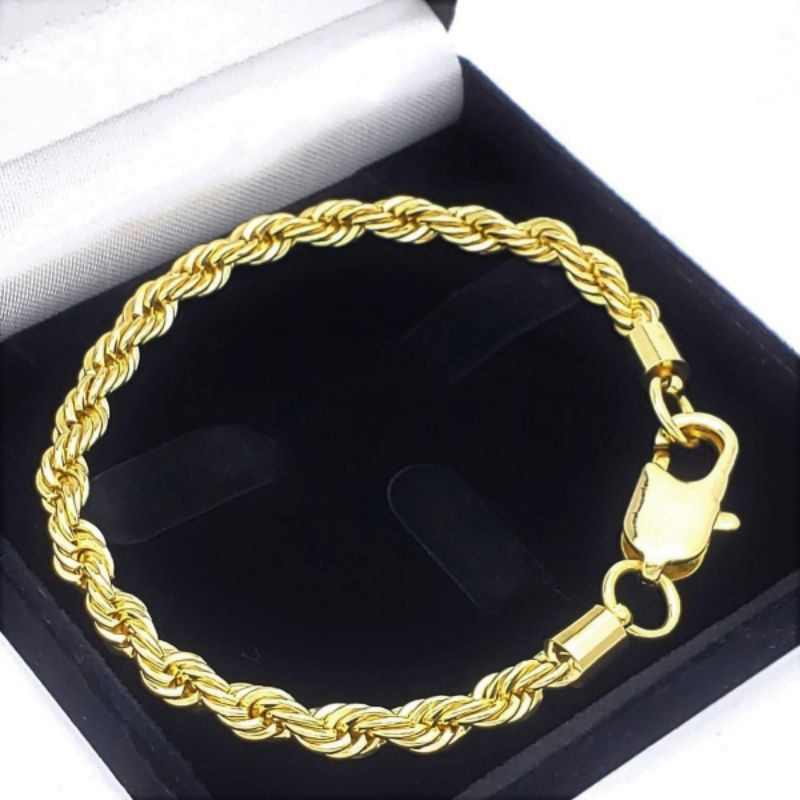 Pulseira Elo Trançado Banhada A Ouro 18K Unissex | Shopee Brasil