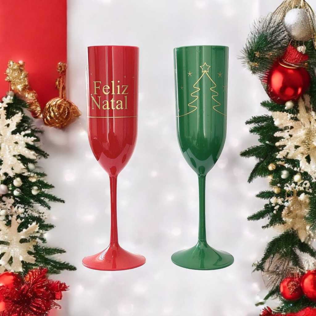 Taças Champanhe Acrílica Personalizada Natal Confraternizações Festas ...