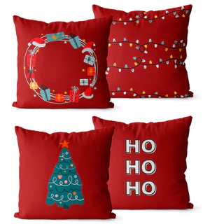 Kit 4 Capas de Almofadas De Natal 45x45 - Diversas Estampas Natalinas