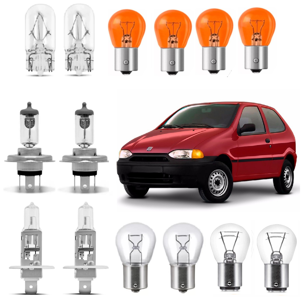 Kit Lâmpada Farol e Milha Lanterna Palio 1996 97 98 99 00 FOCO SIMPLES ...
