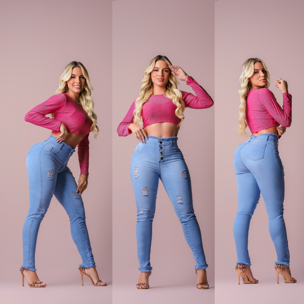 Calça jeans fashion cintura alta promoção