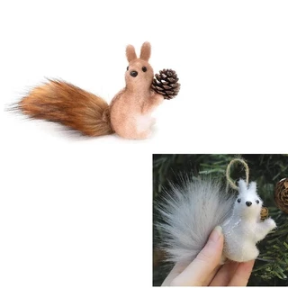 Mini Esquilo com Pinha 11cm Enfeite de Natal - UNIDADE