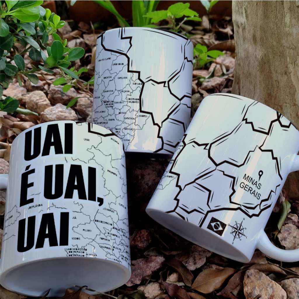 Caneca Porcelana Minas Gerais Uai É Uai Mineiro Mineira Expressões Mineiras