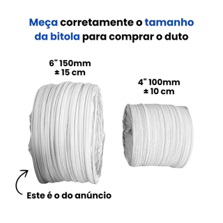 Duto PVC Flexível 6" Polegadas Ventilação Exaustor Coifa Ar Condicionado Alta Resistência Mangueira