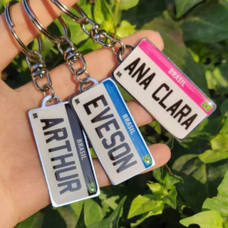 Chaveiro Placa MERCOSUL Personalizado Placa de Carro Moto com Nome Cores Frase Foto Data