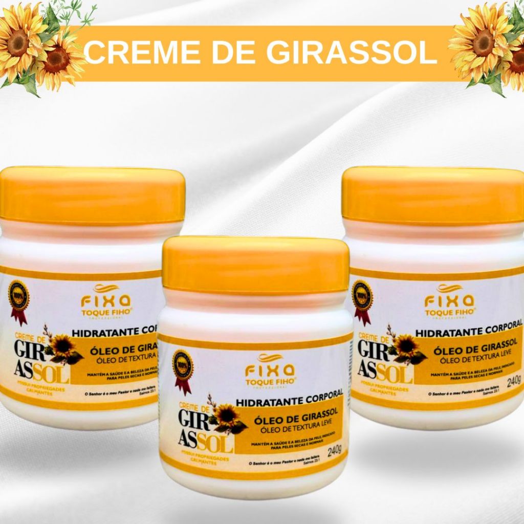 Creme Corporal a Base de Óleo de Girassol com Vitamina E Para Pele ...