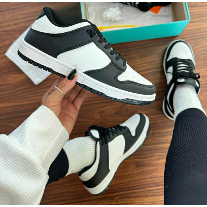 Tênis Casual Preto Branco Masculino Unissex Promoção Lançamento