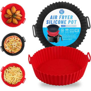 KIT 3 Forma De Silicone de AirFryer 18CM para Forno Fritadeira Assadeira Reutilizável Antiaderente