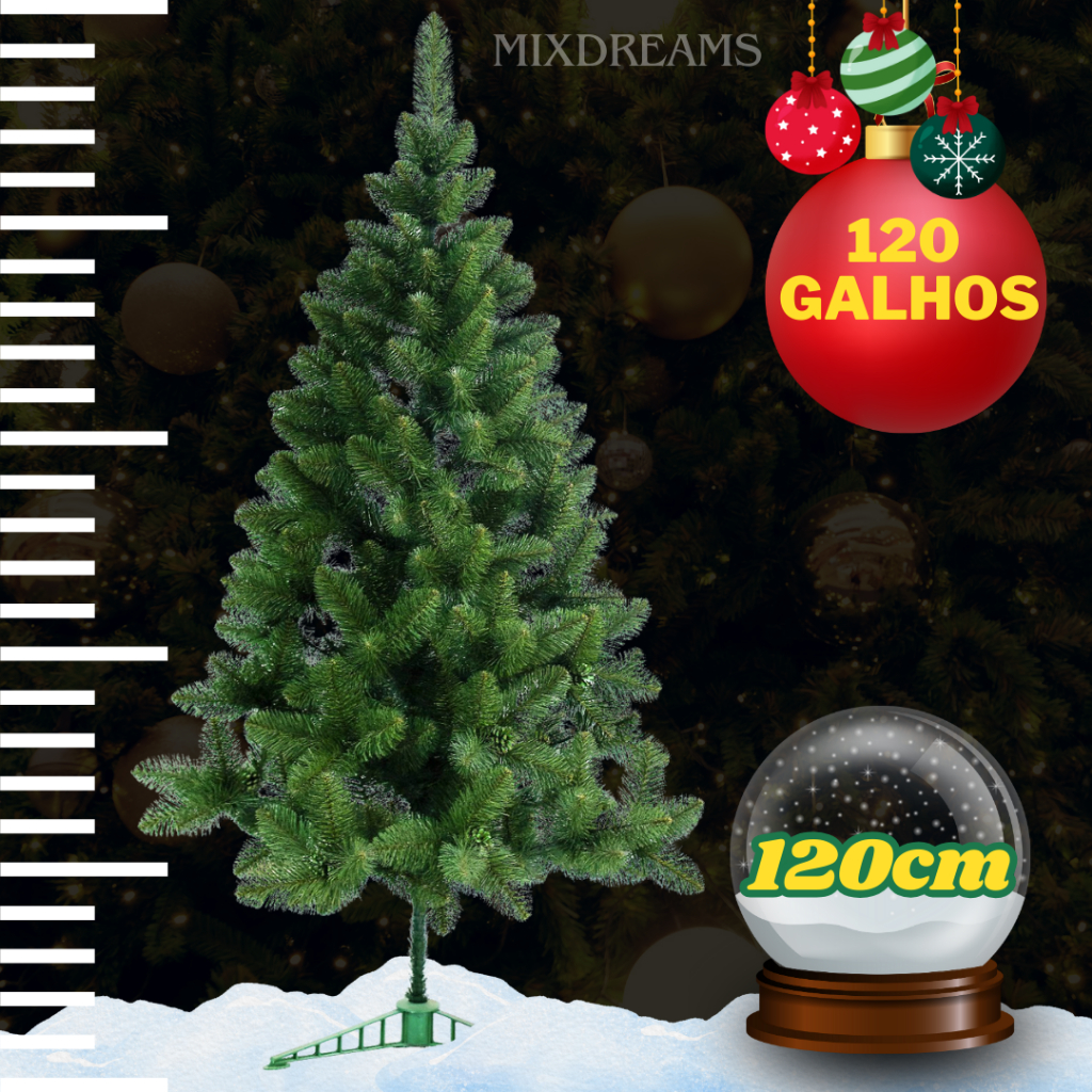 Arvore Natal 120cm 120 Galhos Verde Decoração Pinheiro Canadense