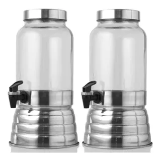 2 Suqueiras 3 Litros Polida Base Aluminio E Pote Vidro