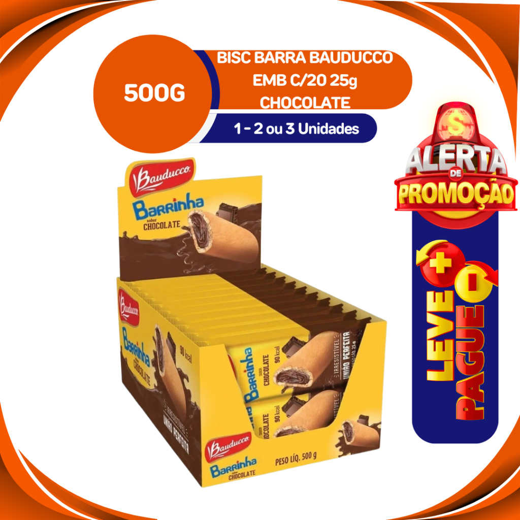 BISC BARRA BAUDUCCO EMB C/20 25g CHOCOLATE | Shopee Brasil