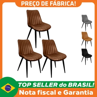 Kit 3 Cadeiras Chicago Poltrona Estofada Tainá Pu Vintage Retro Pés Preto