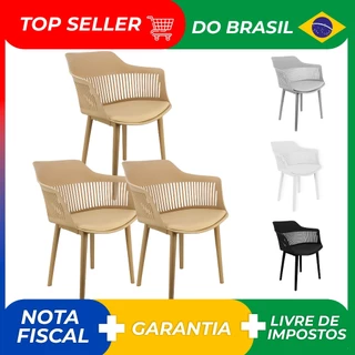 Kit 3 Cadeiras Marcela Montreal Mena Polipropileno com Estofado