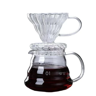 Jarro com Suporte Coador de Vidro Para Café