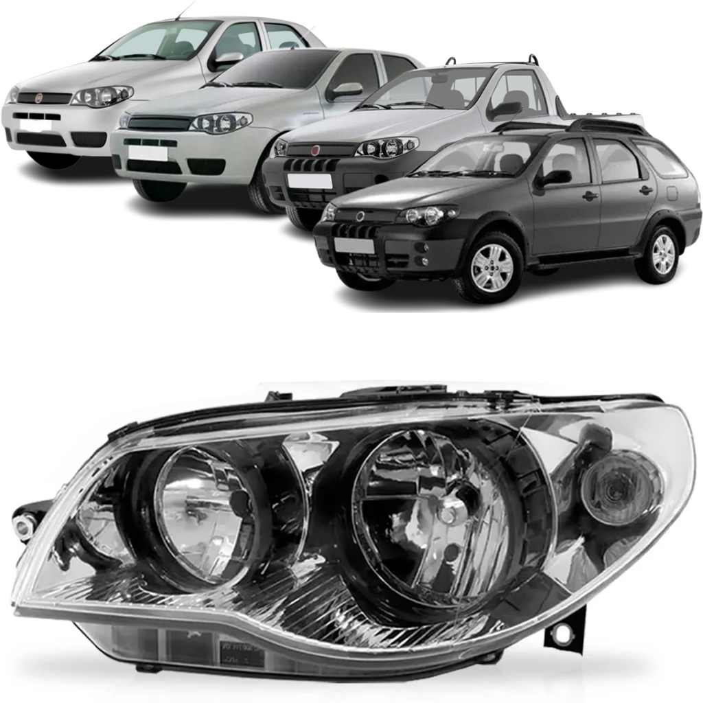 Farol Palio Siena Strada Weekend G3 2005 2006 2007 2008 2009 2010 2011 Cromado Com Aro Preto