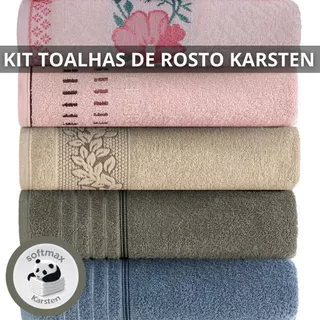 Kit De Toalhas De Rosto Karsten 100% Algodão Alta Absorção Toque Macio Soft Max