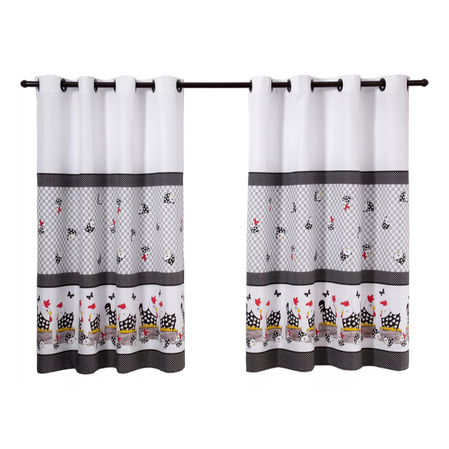 Cortina 2,00x1,40 Cozinha Janela Com Ilhós Para Varão Simples