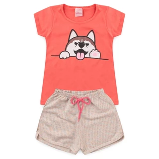 Conjunto Infantil Feminino Shorts e Baby Look Menina L19