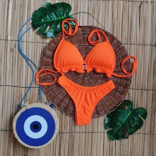 Biquíni asa delta feminino Cortininha com bojo em Oferta na Shopee