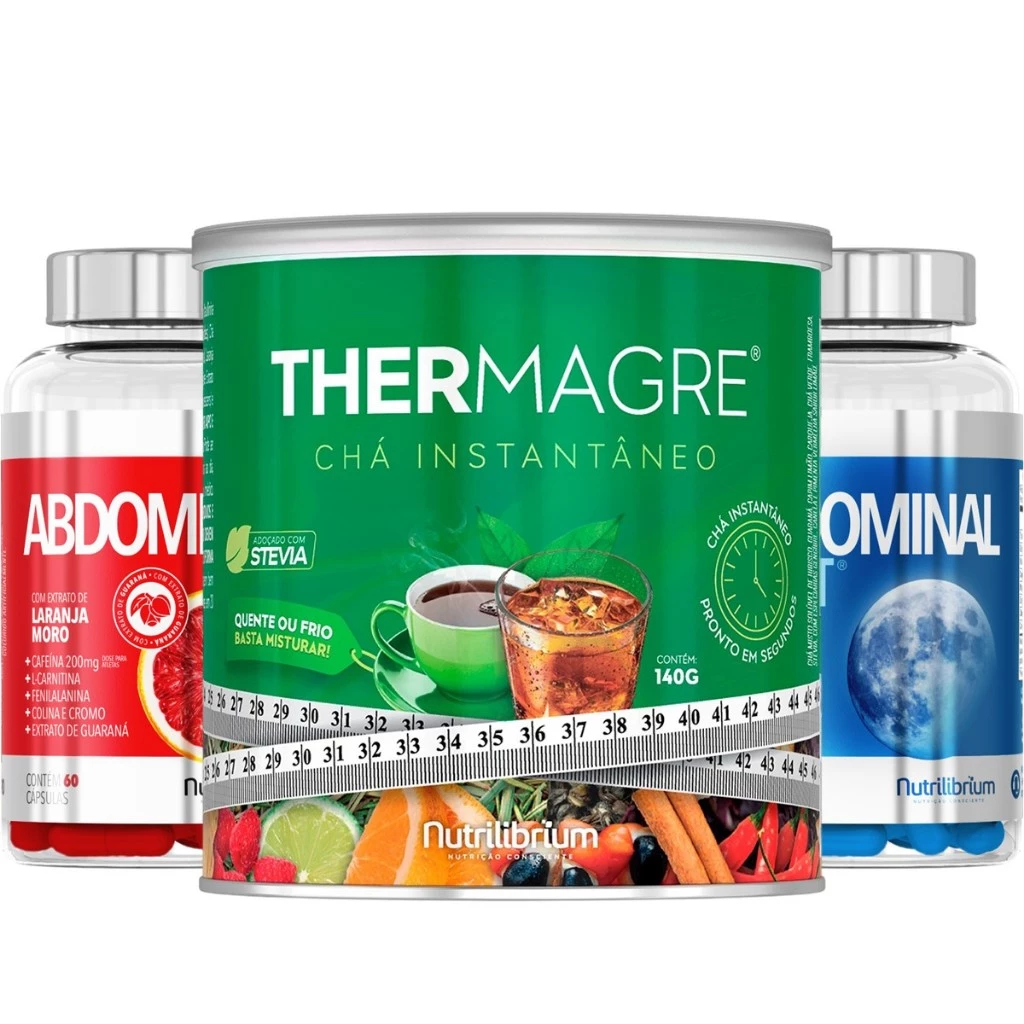 Chá Thermagre Solúvel + Kit Abdominal Dia E Noite 120 Cápsulas Nutrilibrium