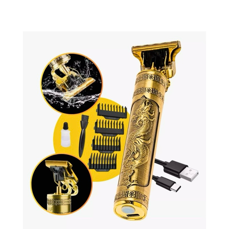 máquina de barbear e cortar cabelo profissional dourado dragão | Shopee ...