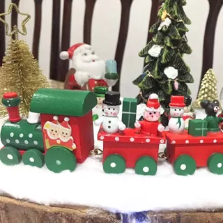 Trenzinho de Natal Mini Trem Papai Noel Boneco de Neve Decoração Natalina Enfeite Sala Mesa Estante Árvore Festa Evento