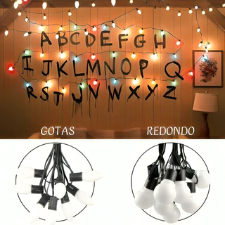 Pisca Pisca Cordão Varal 12 Bolinha Ou 12 Gotas De Luz Led 110v Fio Preto Led Amarelo 9 Modos Natal