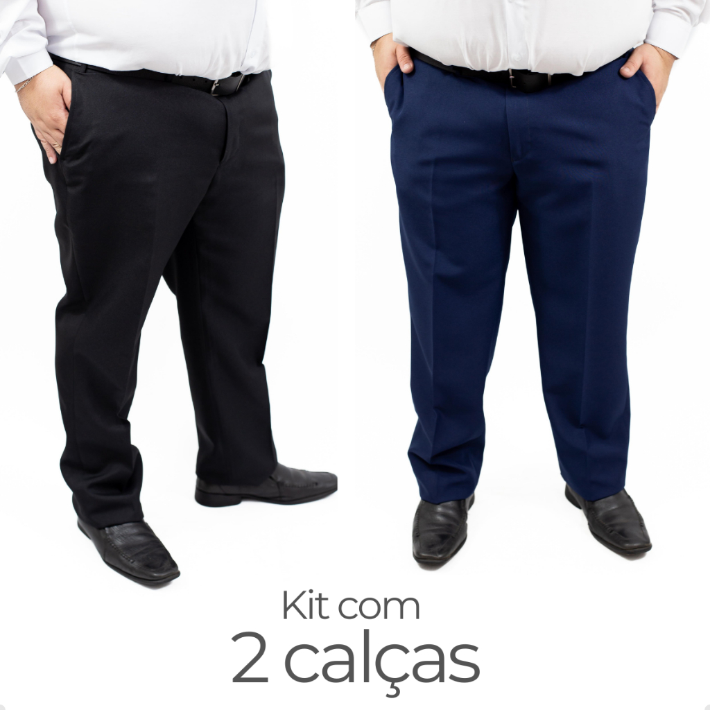 Kit 2 Calças Social Plus Size Alfaiataria Masculina Oxford Motorista, segurança , hotelaria, casamento