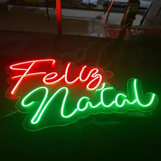 Feliz Natal Neon Led Decoração Festas e Luminárias Acrílico