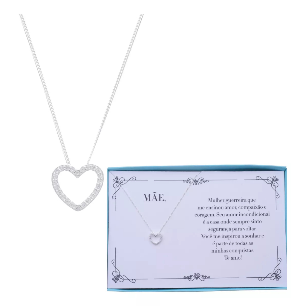 Presente Mae Colar Prata 925 Joia Feminina Com Caixa E Cartao Luxo ...
