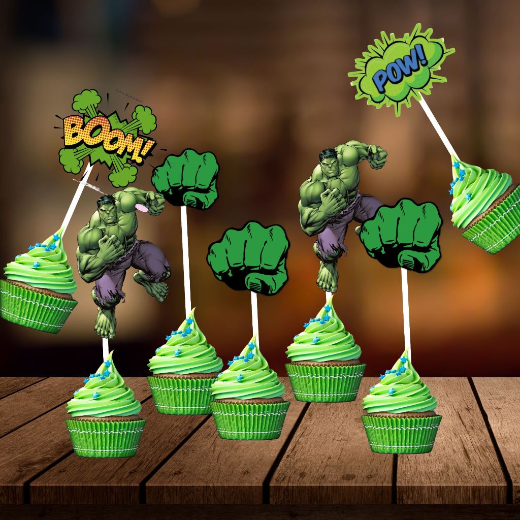 Tags Toppers Personalizados P/CupCakes 5CM ou Docinhos 3CM - Tema HULK ...