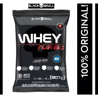 Whey Protein Turbo Black Skull Sache 907g Sabores em Oferta na Shopee