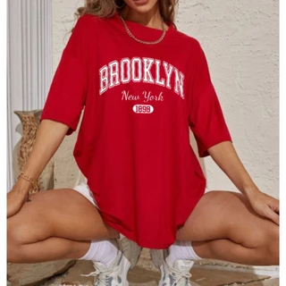 Camisa Unissex New York Oversized Streetwear Brooklyn Lançamento Camiseta 100% Algodão 30.1