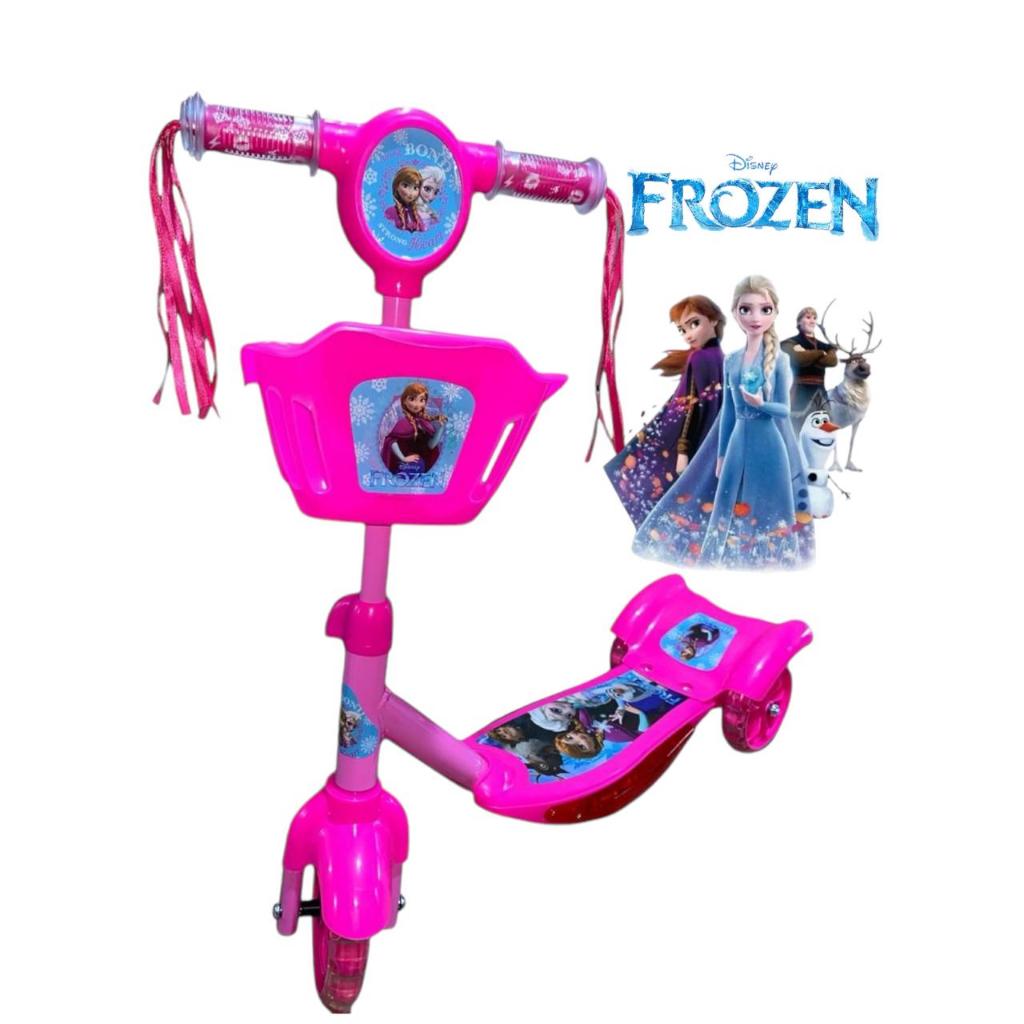 Patinete Infantil Frozen 3 rodas Cestinha Luzes Musical | Shopee Brasil