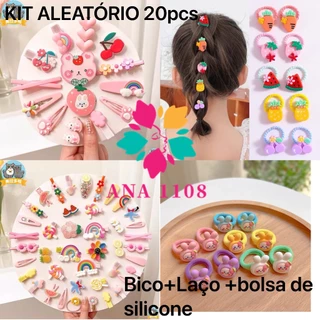 Jogo com 20 unidades  rabico e bico de pato para Cabelo Infantil Kit 12 Bico Pato e 8  rabico em Oferta na Shopee