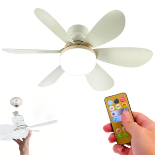 Ventilador De Teto Lampada Led Dimerizável Com Controle Remoto Turbo E27 w com 6 Pás