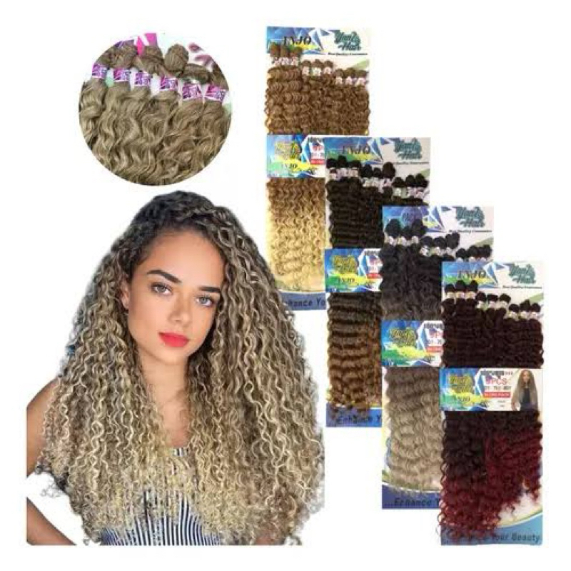Cabelo Cacheado Bio Orgânico ondulado Yan Hair 80cm 320gr 9 Telas ...