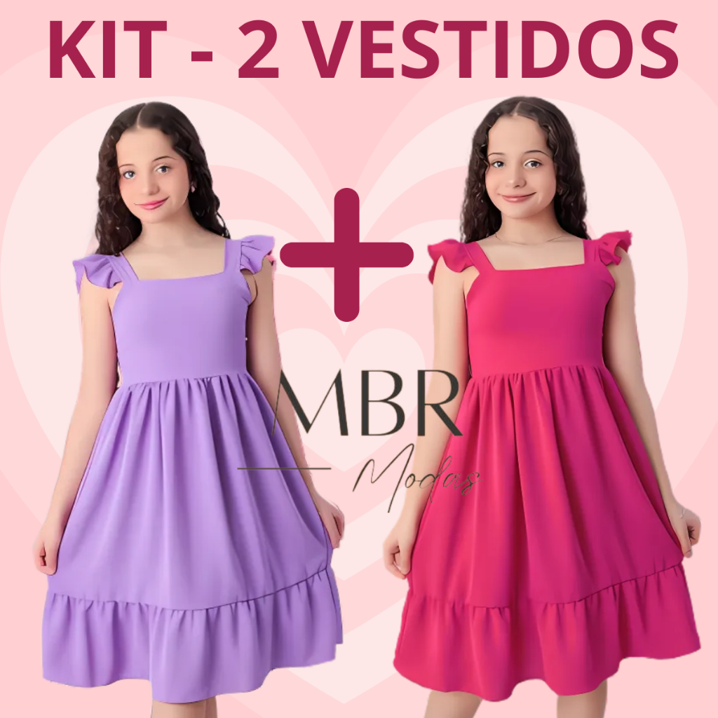 Kit 2 Vestido Feminino Menina Infantil Juvenil Adolescente Moda ...