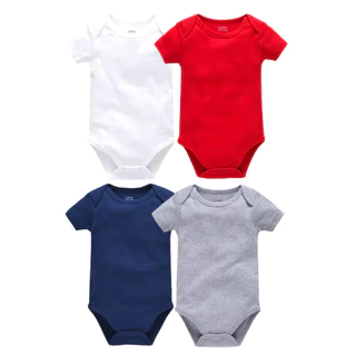 Kit 4 Peças Body Verão Menino e Menina Bebê Manga Curta Masculino Feminino - Direto Da Fábrica