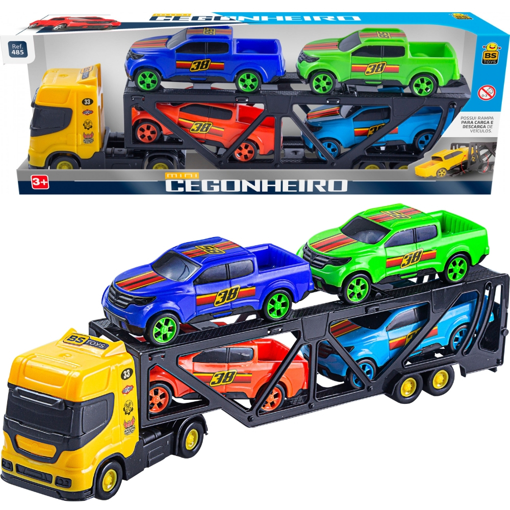 Caminhão Carreta Cegonha C/ 4 Carrinhos Brinquedo de Crianças Infantil ...