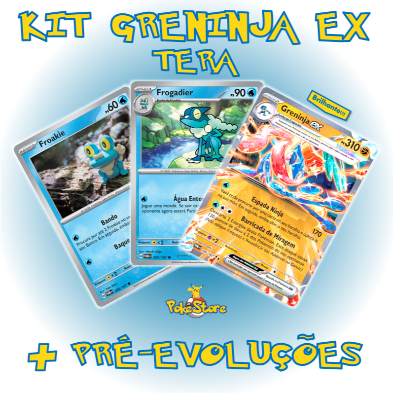 3 Cartas Pokemon Kit de Evoluções Greninja Frogadier Froakie