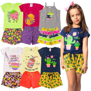 Roupa Infantil Menina Kit Verão 8 Peças Conjunto Feminino Criança Pronta Entrega