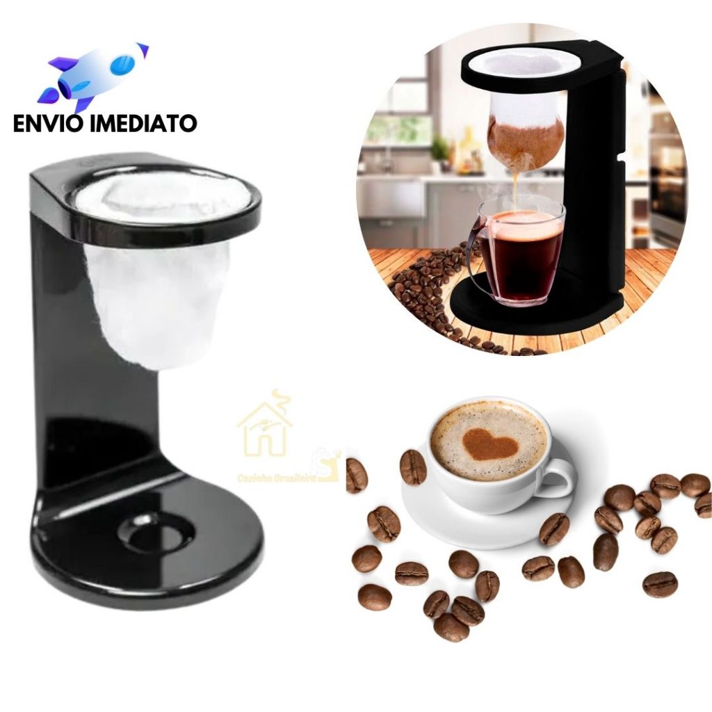 Mini Coador De Café Individual de Pano Gourmet Dobrável com Suporte ...