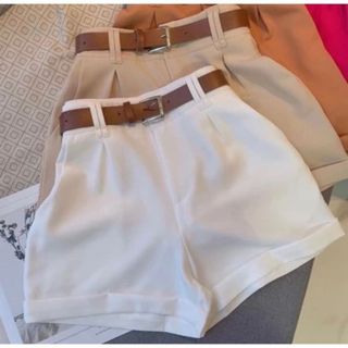 Short Alfaiataria Feminino Social com Cinto Cintura Alta PROMOÇÃO