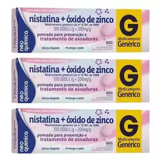Kit com 3 Nistatina + Oxido de Zinco 60gr Prevenção e Tratamento de Assaduras