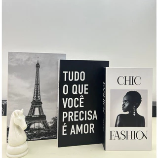 Conjunto de Caixa Livro Decorativa Organizadora Para Joias e Documentos 3pcs Papel em Oferta na Shopee