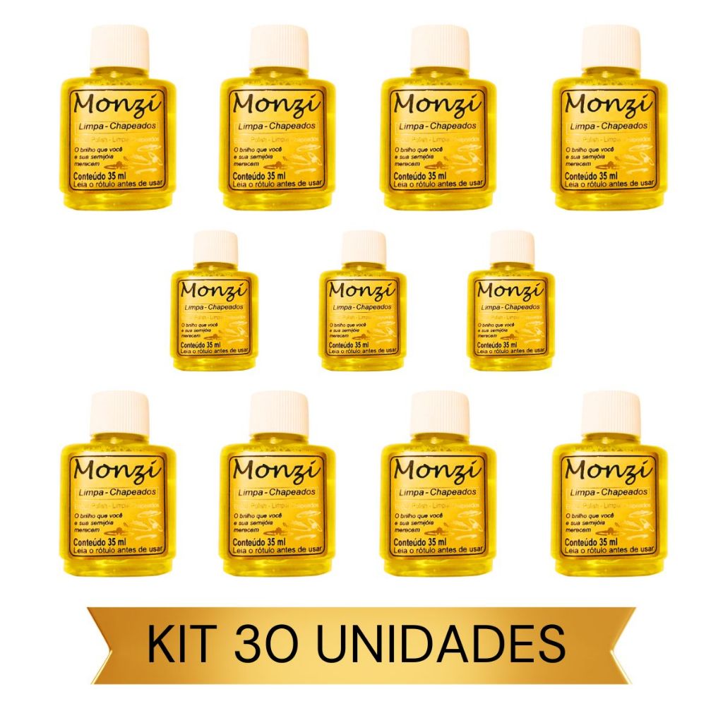 30 unidades liquido monzi original limpa folheados chapeado frasco 35ml ...